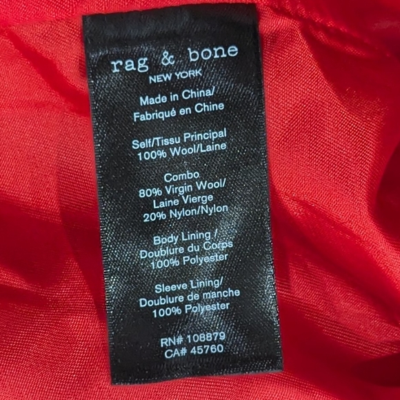 $1095 Mens rag & bone "Cambridge" Wool Blend Coat Gray LargeDescription - Picture 8 of 8